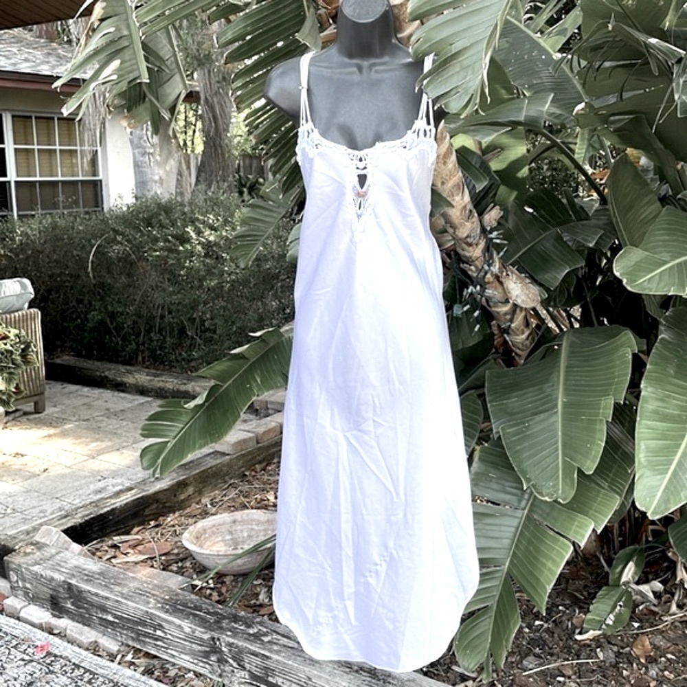 Lace trim Satin slip dress with rosette